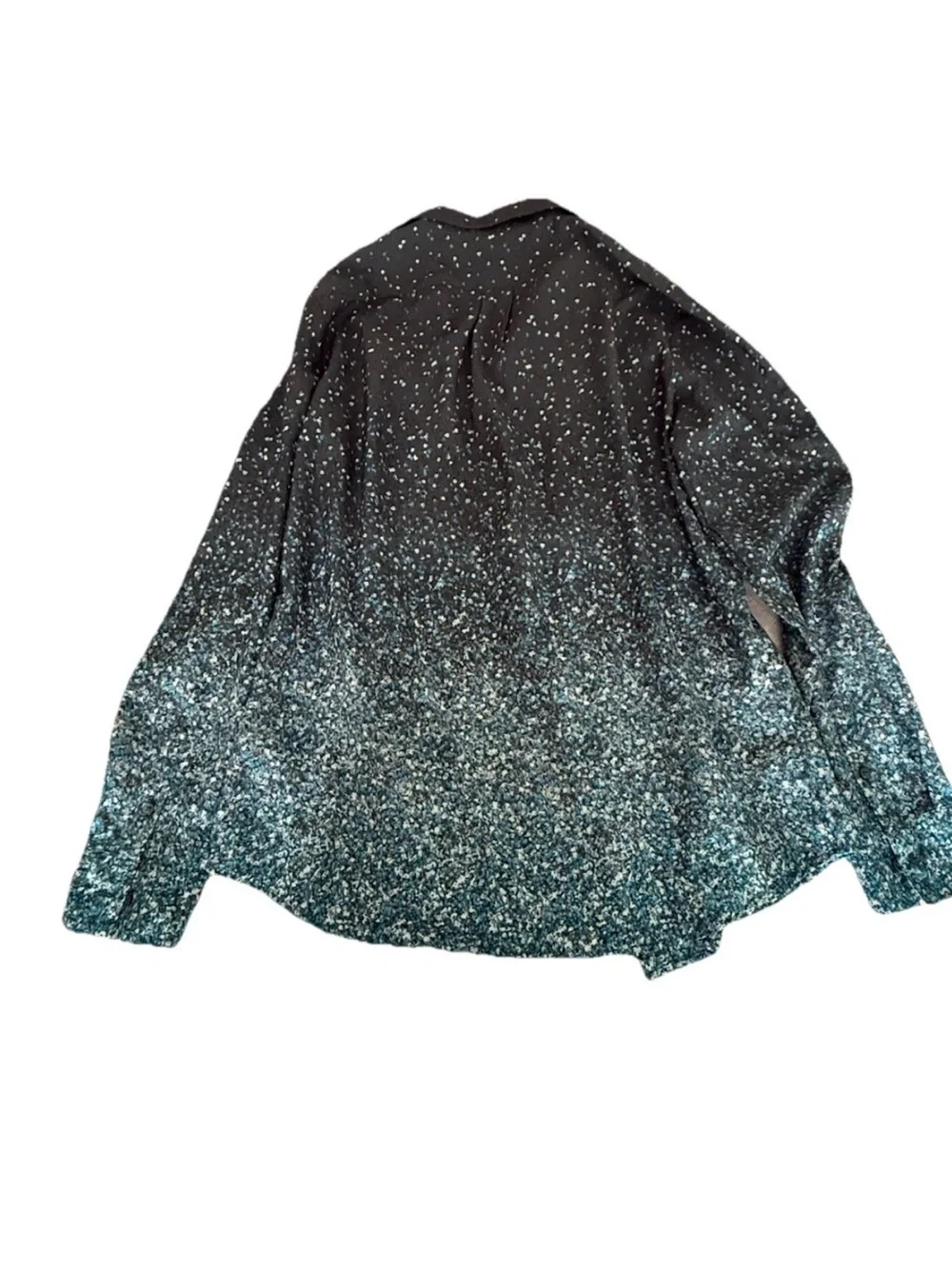 Banana Republic Black to Teal Ombre Sparkle Button-Down